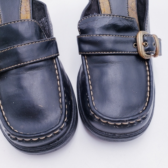 Vintage 90s y2k Mudd Bratz Brown Vegan Leather Chunky Heel Mules Size 8 - Picture 7 of 13